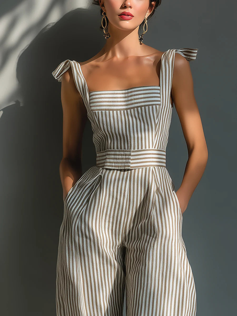Windsor | Tuta a Righe con Spalline Annodate