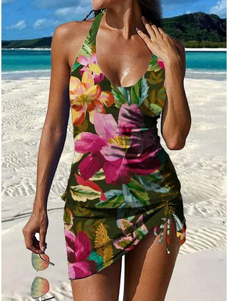 Fiesta | Tankini grafico floreale con short, effetto pancia piatta