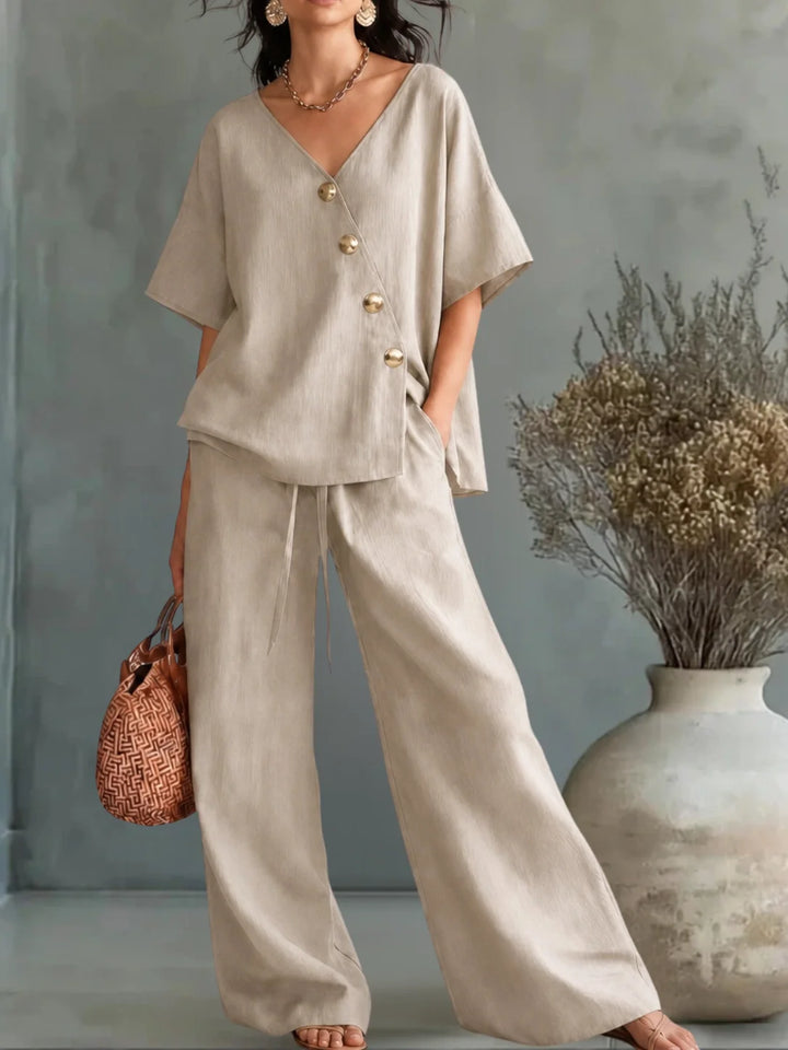 Greta | Completo Scollo a V con Bottoni