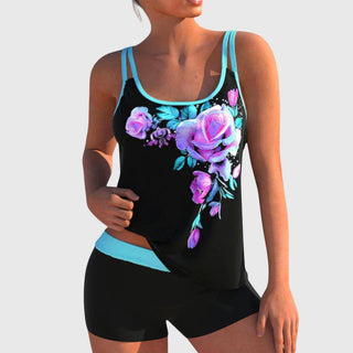 Flor | Tankini floreale con short, effetto pancia piatta