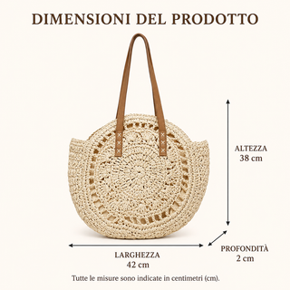 Linda | Borsa Tonda in Paglia Intrecciata - Nocciola