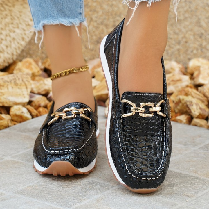 Emi Mocassini Comfort Coccodrillo Nero