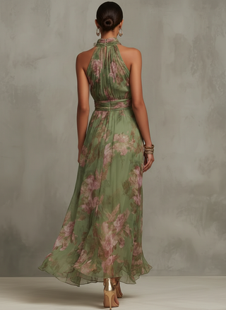 Livia | Abito Maxi Halter Floreale Elegante