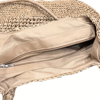 Marisol | Borsa a Tracolla in Paglia Intrecciata - Nocciola