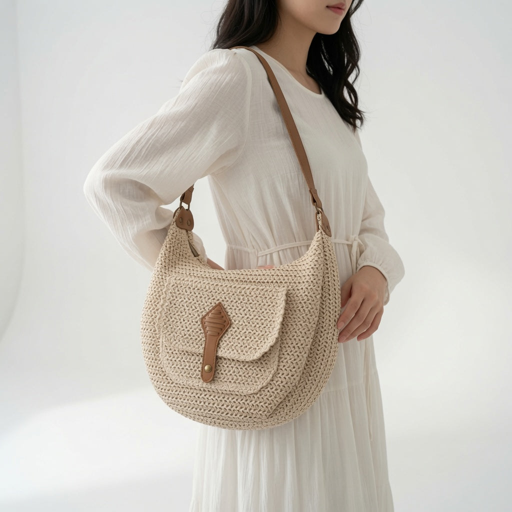 Azélina™ — Borsa intrecciata in stile bohémien dall’eleganza naturale