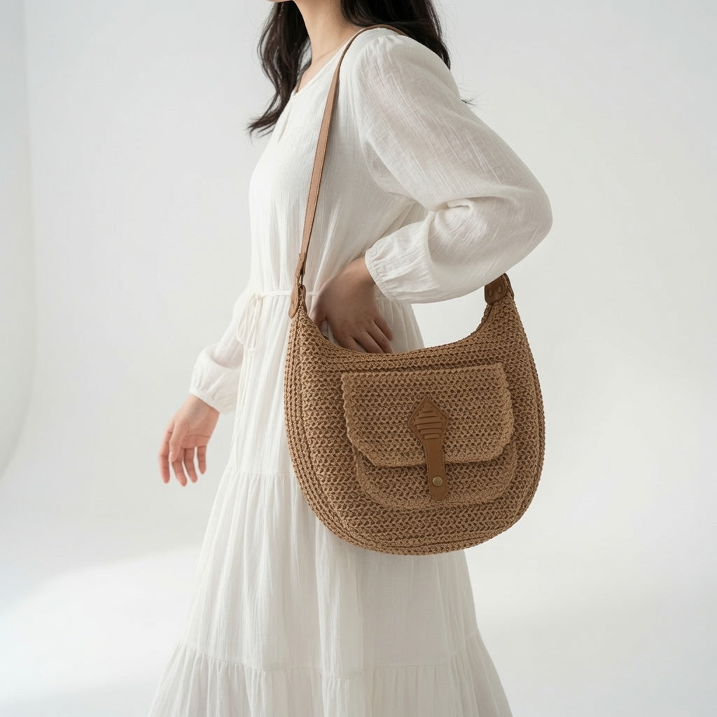 Azélina™ — Borsa intrecciata in stile bohémien dall’eleganza naturale