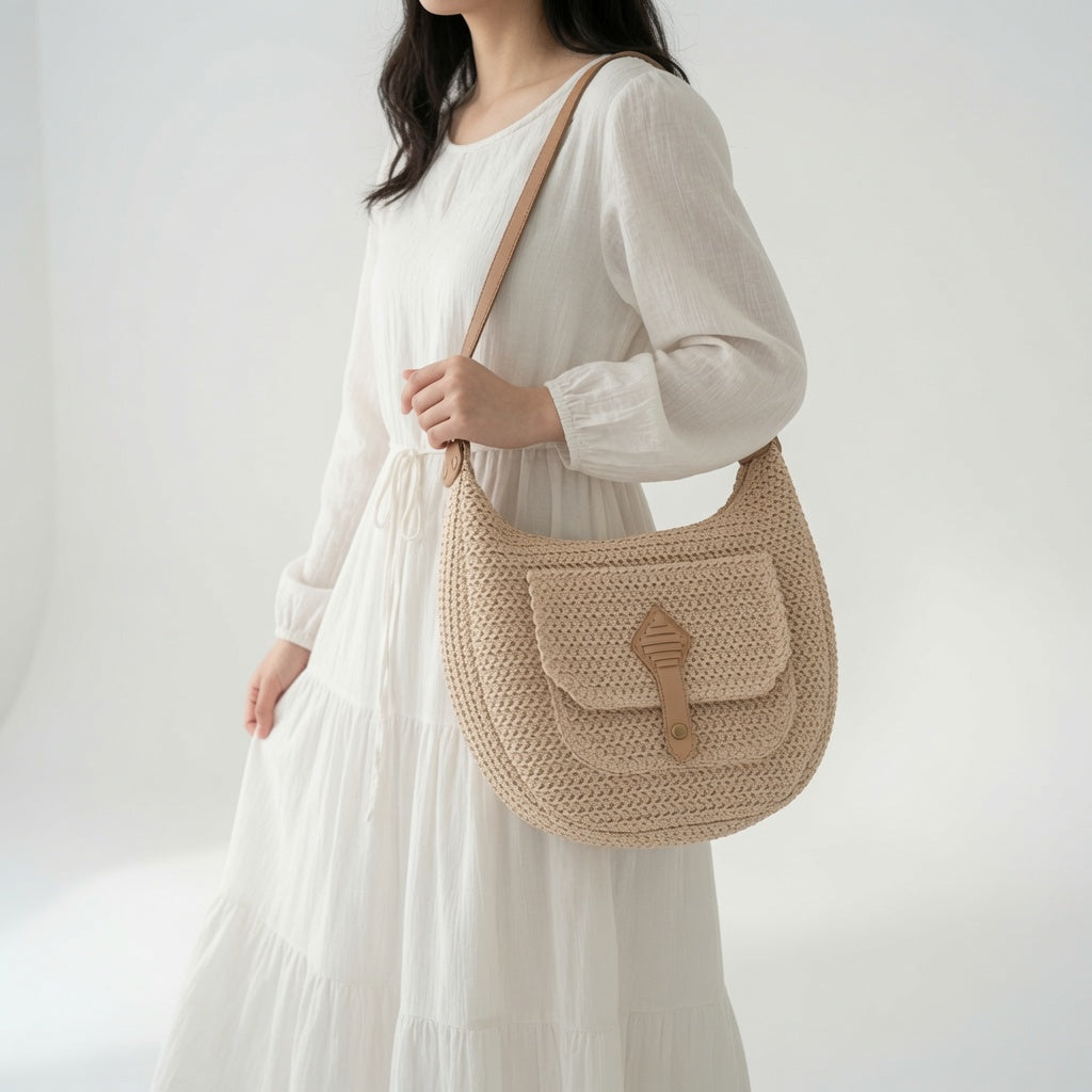 Azélina™ — Borsa intrecciata in stile bohémien dall’eleganza naturale