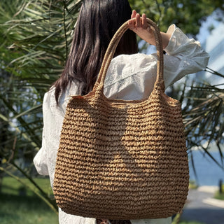Matilde | Borsa a Tracolla in Paglia Intrecciata - Verde Salvia