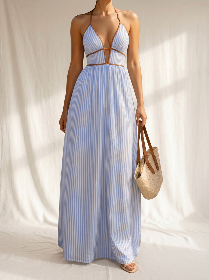 Laurina | Abito Lungo a Righe con Scollo cut-out