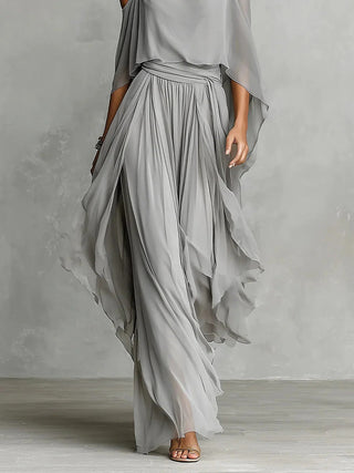 Isabela | Completo fluido grigio con top a spalline e pantaloni leggeri