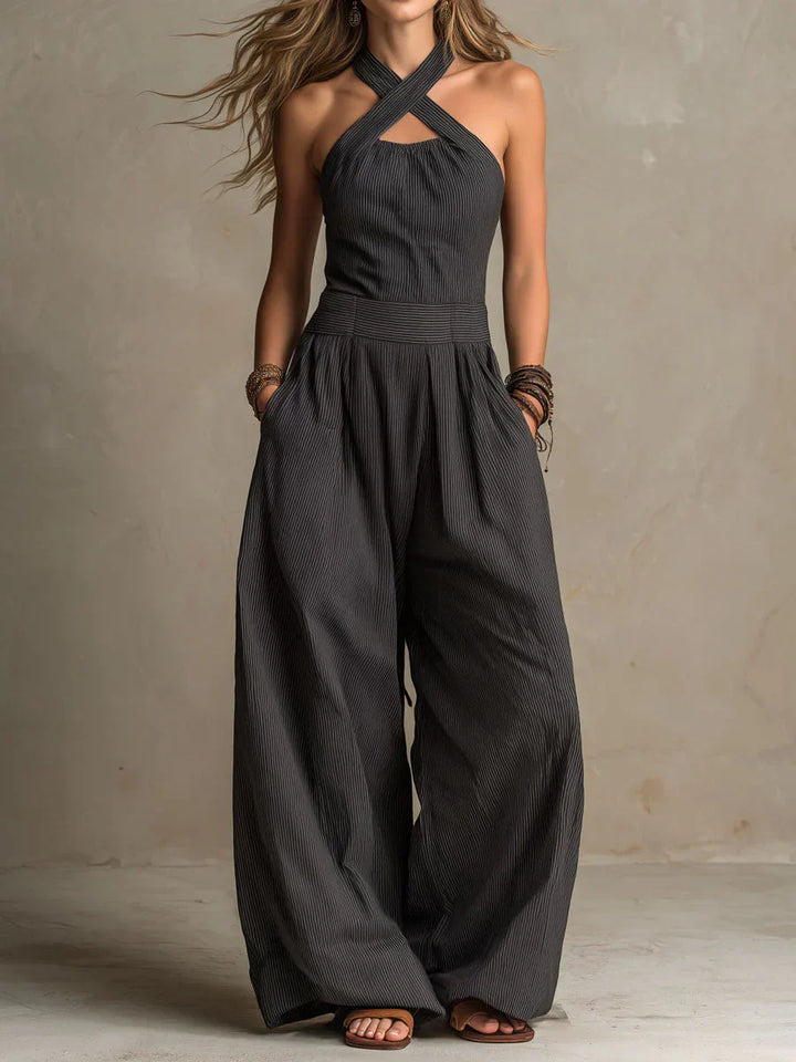 Isabella | Tuta Lunga Fluida con Scollo Halter