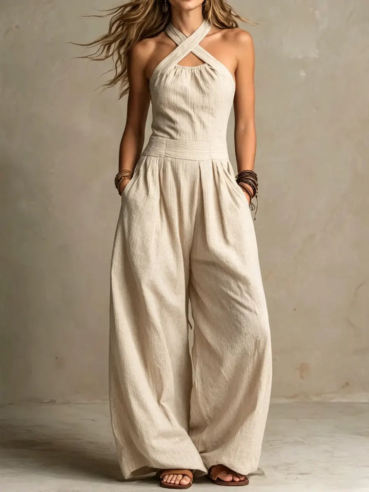 Isabella | Tuta Lunga Fluida con Scollo Halter